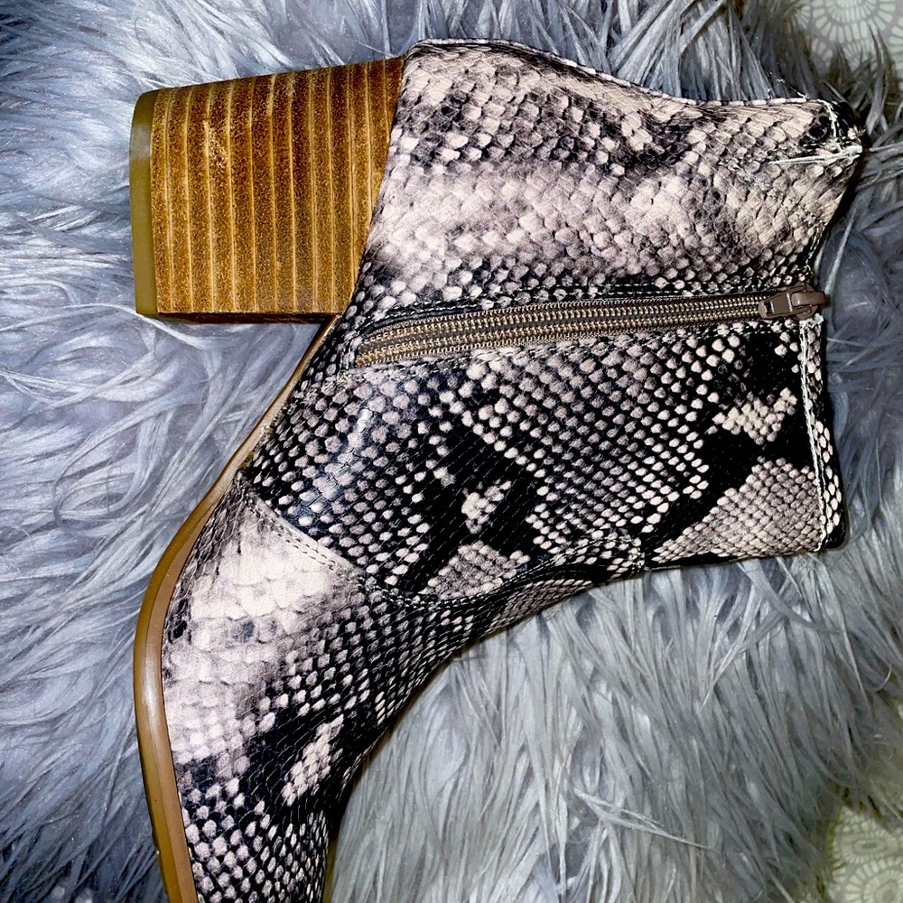 Snake print booties